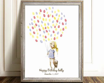 Wedding Guest Book Poster Unique Thumbprint Tree